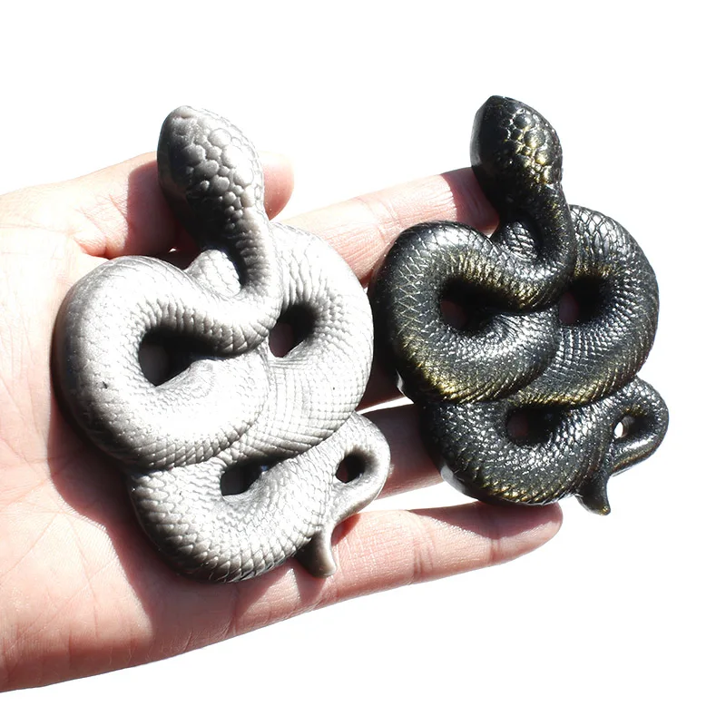 

1 Pcs Natural Silver And Golden Obsidian Crystal Snake
