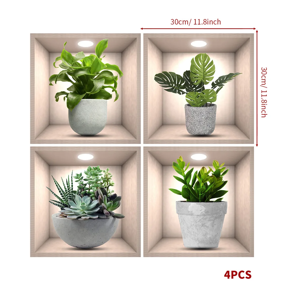 Autocollants Muraux de plantes en pot, panier suspendu, plante verte  fraîche, décoration de maison, Style nordique, TV, canapé, salle, vinyle,  PVC - AliExpress