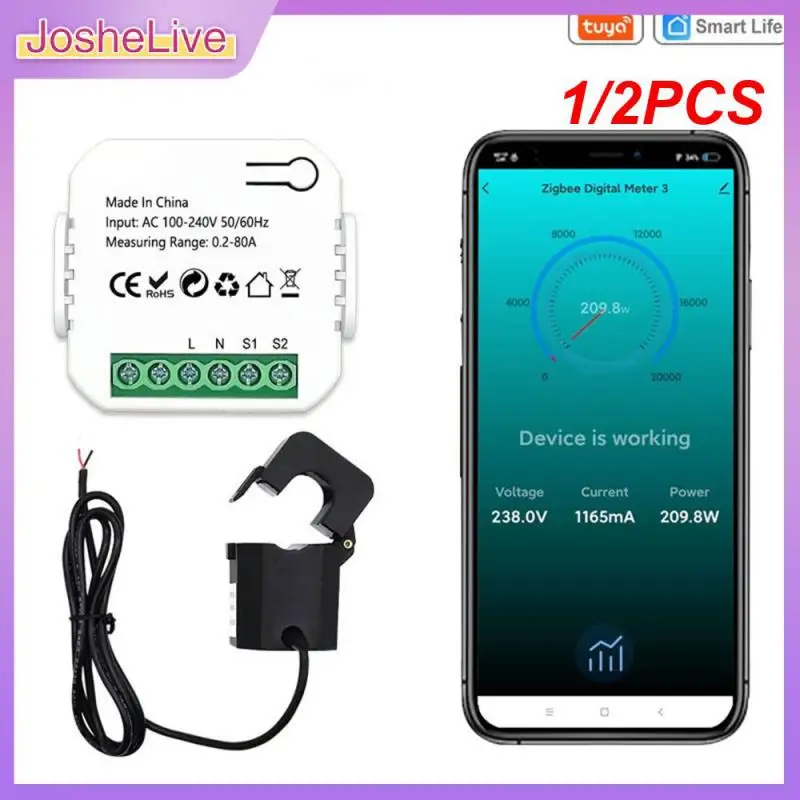 

1/2PCS Tuya Smart Life WiFi Digital Energy Meter 80A with Current Transformer Sensor Clamp Power Consumption Monitor 110V 240V