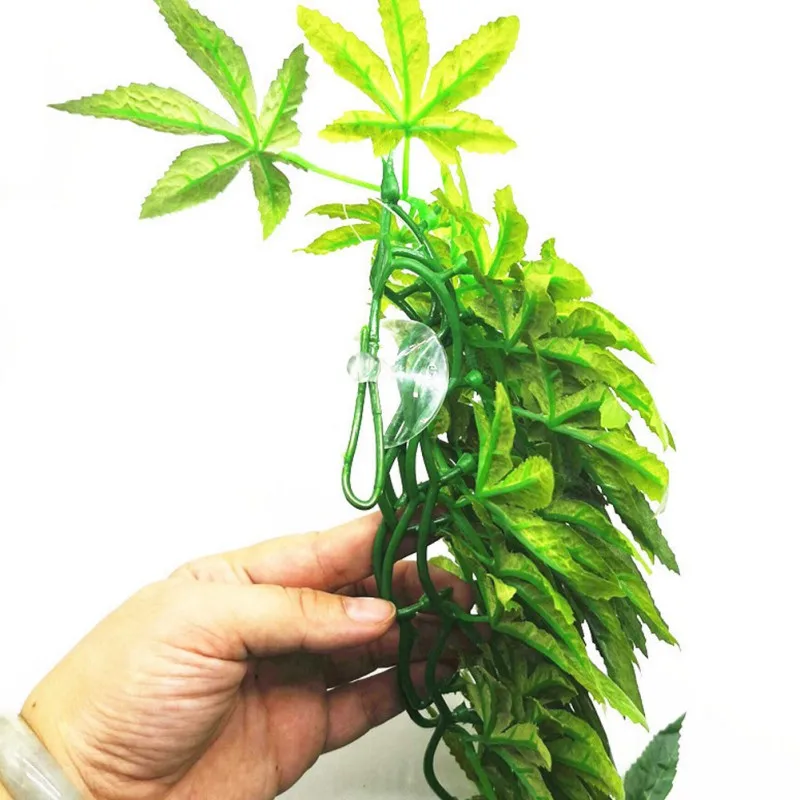Aquarium accessories artificial plants reptile plastic leaves with sucker