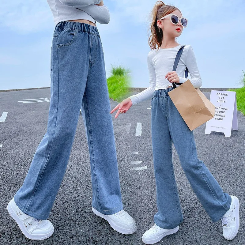 Modische Kinderjeans für Schüler, Streetdance-Stil, Stylische Jeans für Mittlere und Große Kinder, Bestickte Weite Hosen mit Geradem Bein – Detail 10