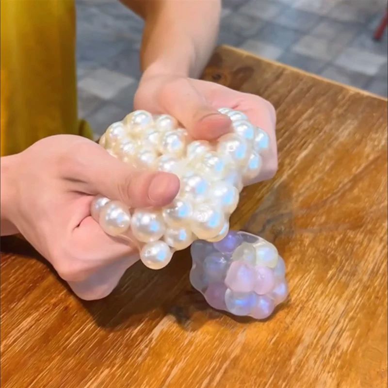Stress Relief Squeeze Pearl Balls Fidget Toy Glazed Beads Vent Ball for Party Kids Fidgeting Girl Baby fidget toys