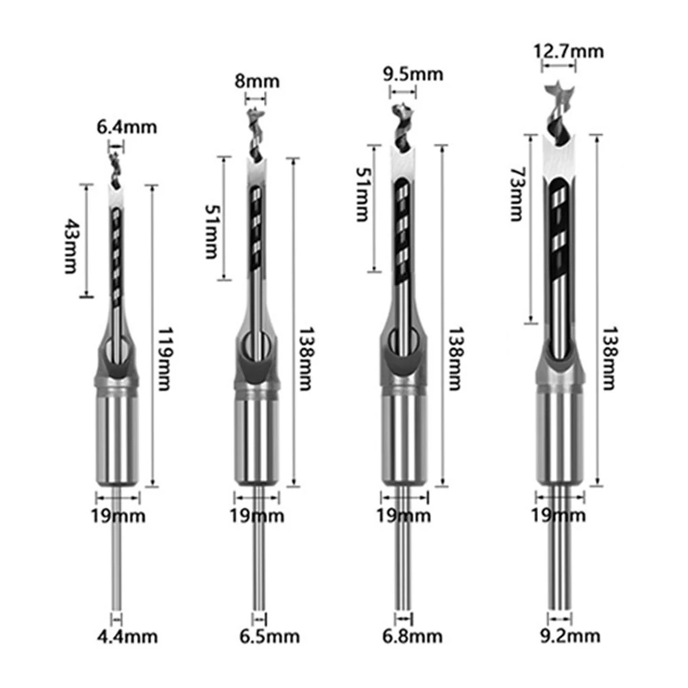 HSS Square Woodworking Drill Bits Set for Mortiser Machine