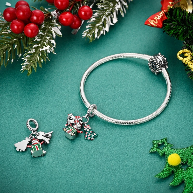 925 Sterling Silber Charms Winter Serie Perlen Schneemann Pinguin Anhänger Fit Frauen Original Armband Weihnachten DIY Schmuck Baumeln – Detail 28