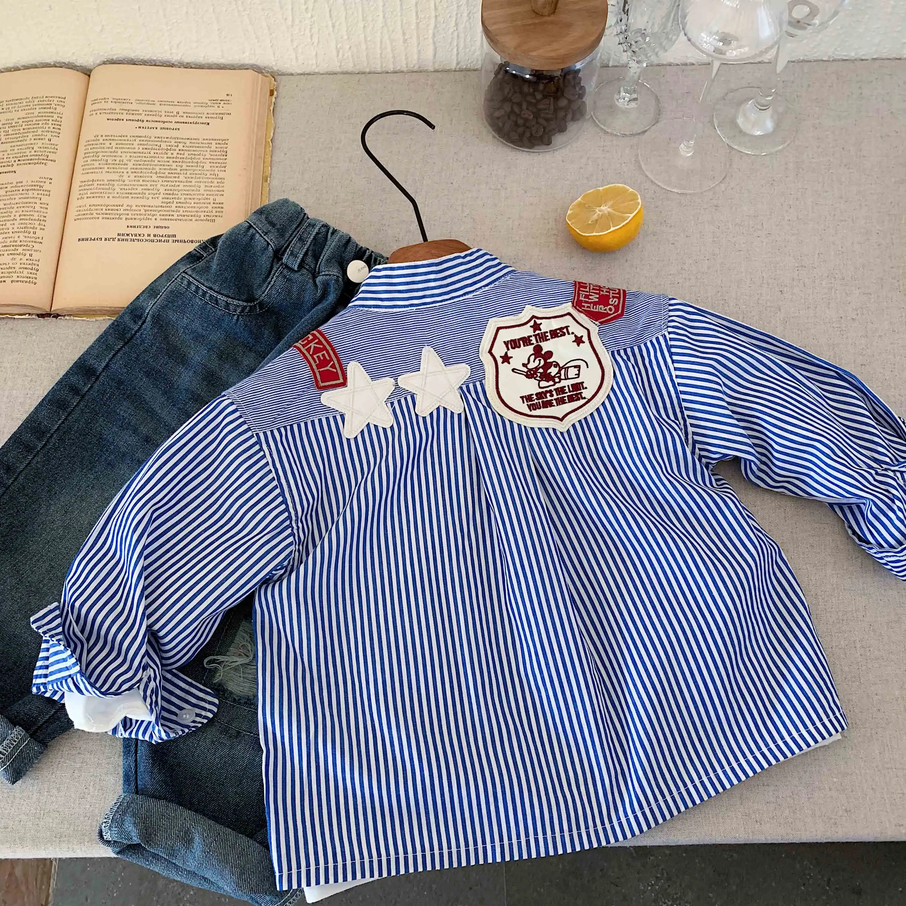 Children's Shirt Spring New Product: Boys' and Girls' Korean Edition Long Sleeve Striped Shirt, Boys' Clothing Shirt