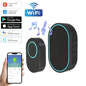 Wireless Doorbell Tuya App Intelligent Home Welcome Doorbell Waterproof Button LED Light 433MHz Security Alarm Smart Doorbell 1