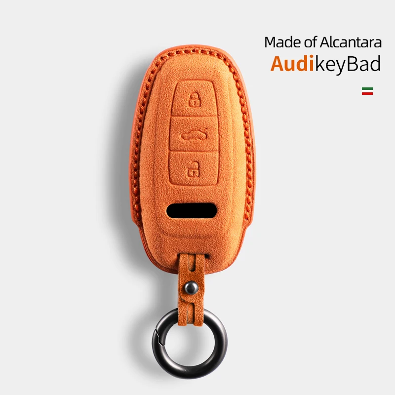 Alcantara Car Key Remote Case Cover Suede Shell Keychain For Audi Q8 RSQ8 A6 C8 S6 RS6 A7 S7 RS7 A3 8Y A8 D5 RS E-tron GT Q4 Q7 key case cover key case car key shell remote control case cover