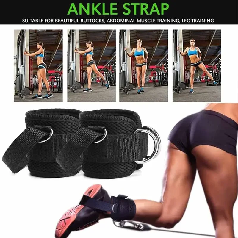 2PCS Gym Fitness Ankle Straps for Leg Exercises Adjustable D-Ring Ankle Support Brace Gym Workout Equipment Sports Training Belt