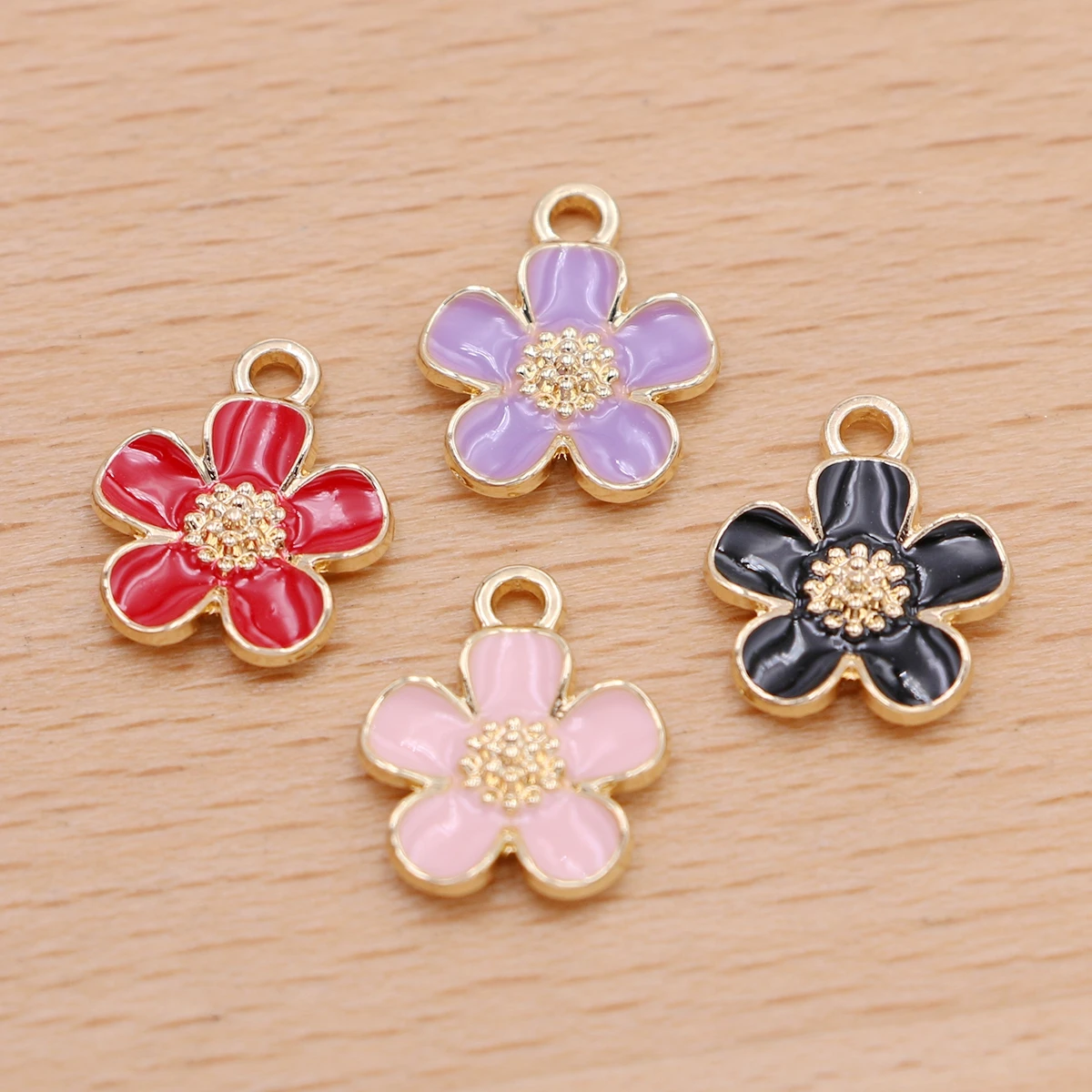 20Pcs Colourful Enamel Drip Flower Charms for Jewelry Making Cherry Blossom  Pendants DIY Necklace Bracelet Earrings Accessories