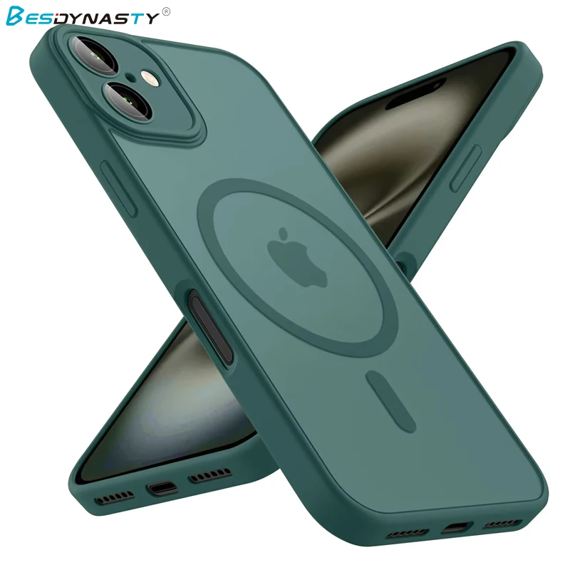 Luxury Frosted Matte Transparent Magnetic Phone Case with Magsafe Compatibility
