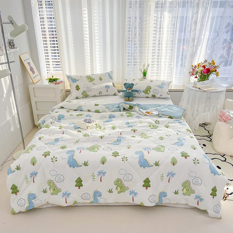 Quilt Double Layer Yarn Soybean Fiber Mother And Baby Grade Soft Glutinous Summer Cool Quilt Comfortable Breathable Home Textile