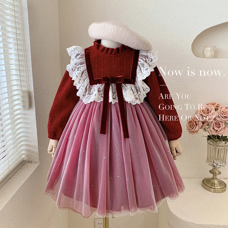 

Girls Sequins Dress Autumn Winter Japanese Korean Style Kids Long Sleeve Elegant Formal Dress Kids Party Princess Dress Vestido