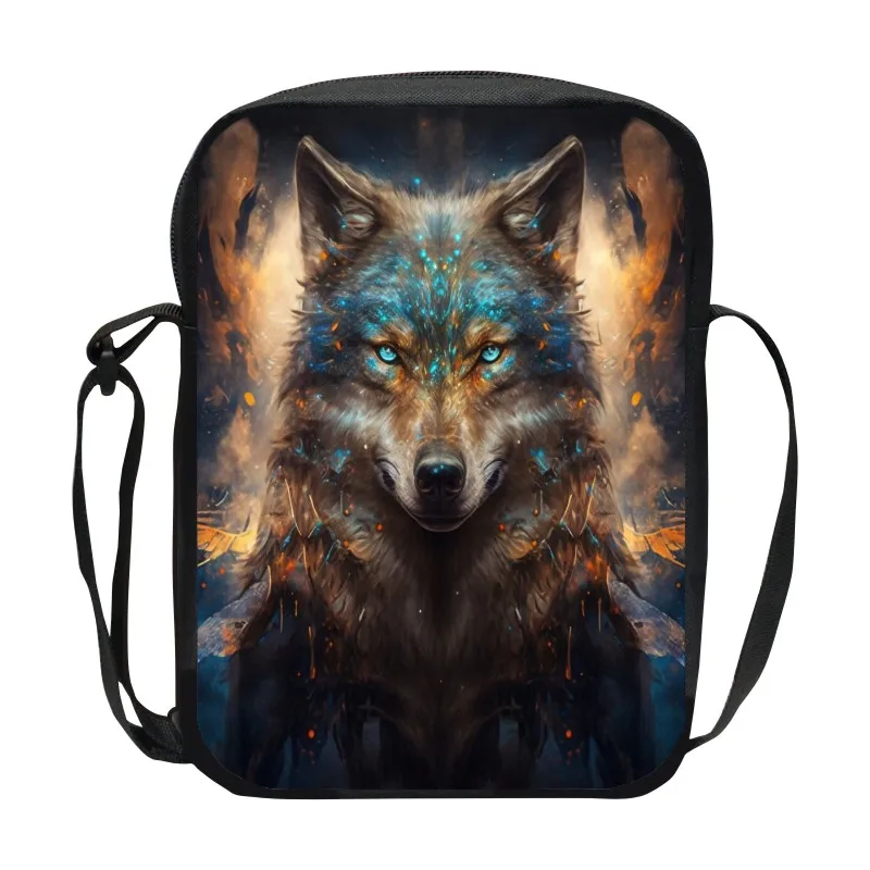 

Wolf Shoulder Bag Man Women Messenger Bag Cartoon Animal Pattern Backpack Student Large Capacity Diagonal Small Bag