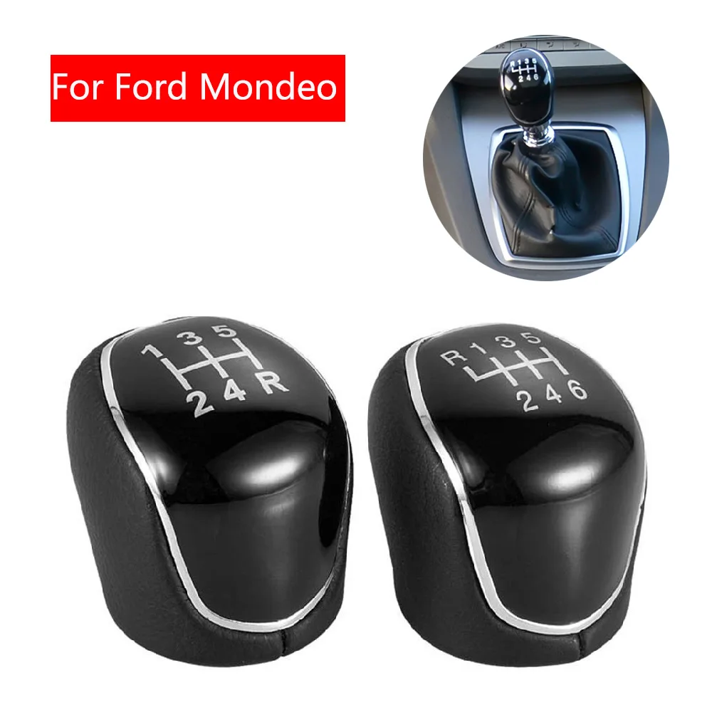 

5 6 Speed Car LeatherShift knob Shifter Handball Thread Short Auto Accessories For Focus Mk2 S-Max C Ford Mondeo 4 Mk4 Kuga