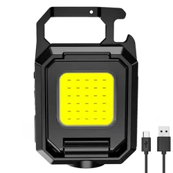 Portable USB Rechargeable LED Keychain Light - Mini Multifunctional Camping Lantern with Bright COB Technology and Pocket Clip - 2PCS (Large - 800)