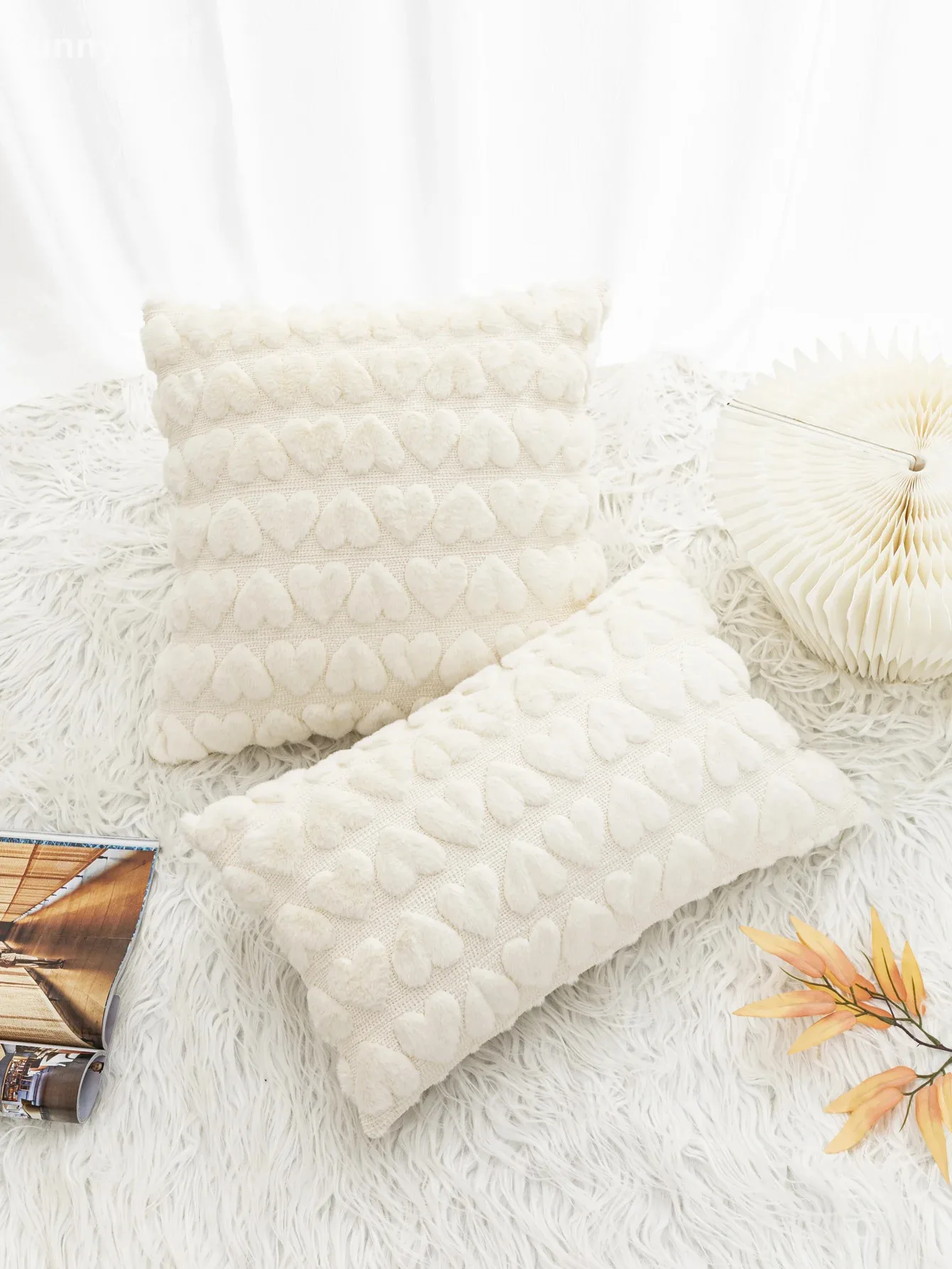 

Однотонная белая наволочка в форме сердца с поясом, 1 шт., хлопковая наволочка в скандинавском стиле для украшения дома