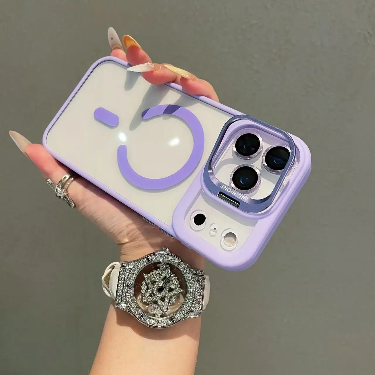 Luxury Transparent Magnetic Clear Shockproof Case with Lens Holder