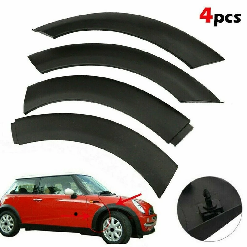 

4Pcs Car Wheel Eyebrow Upper Fender Arch Trim Rubber For Mini Cooper 2002-2008 51131505864 51131505865