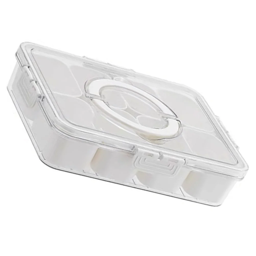 

Compartment Seasoning Box Spice Holder with Clear Lid and Handle Divided Condiment Container