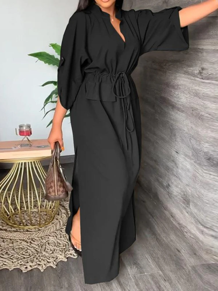 

Dress Women Spring Summer Fashion Dresses for Womens 2023 Casual Style Fashion Standing Neck Solid Long Sleeve Womens Clothing