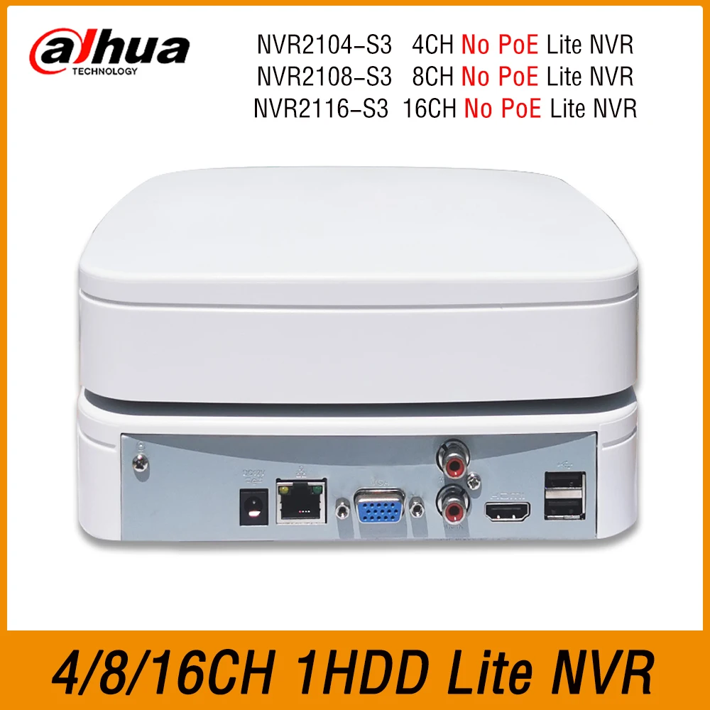 

Dahua NVR2104-S3 NVR2108-S3 NVR2116-S3 4/8/16 Channel Smart 1U 1HDD Network Video Recorder Onvif AI Perimeter Protection NVR