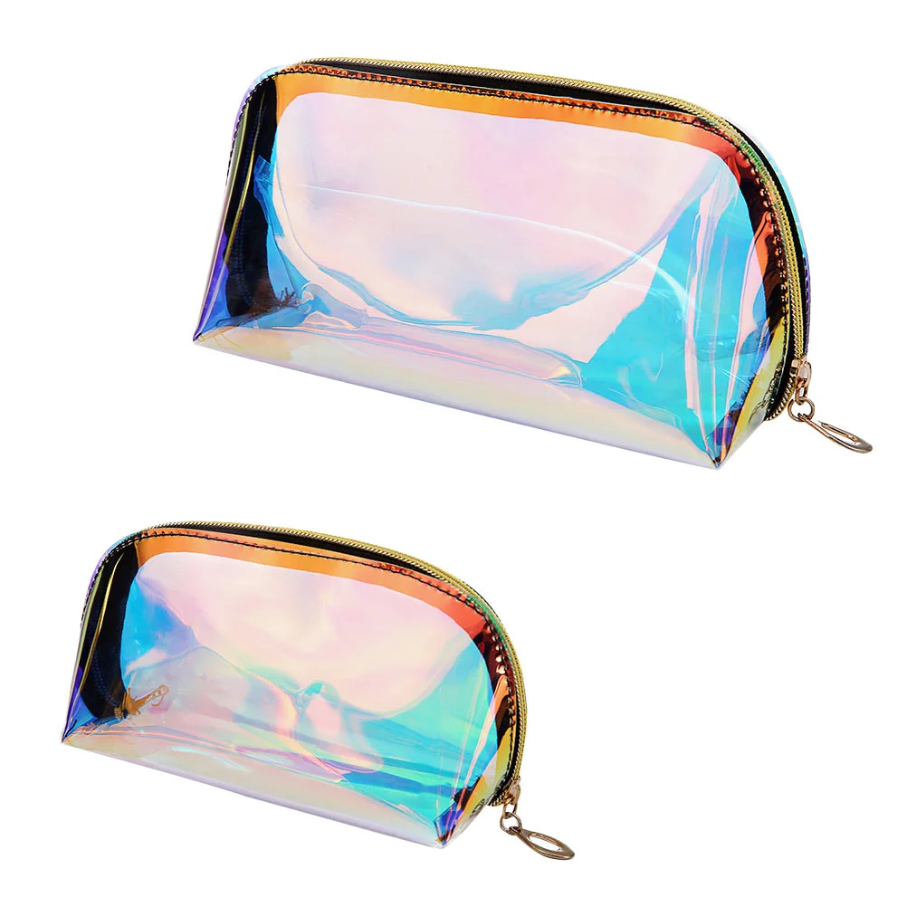 

2Pcs Holographic Makeup Bag Bag Storage Bag Portable Makeup Pouch