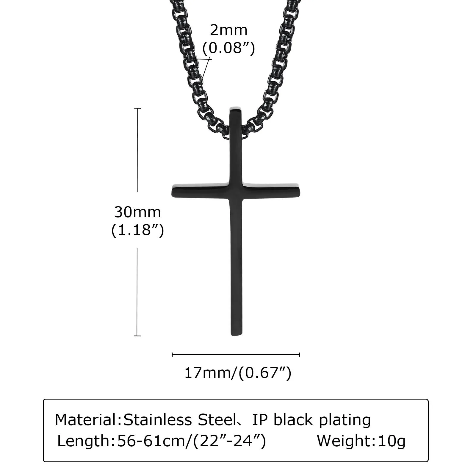 Vnox Simple Unisex Cross Necklaces, Basic Stainless Steel Cross Pendant for Women Men, Christ Prayer Collar, Adjustable Box Chain_voghion.com