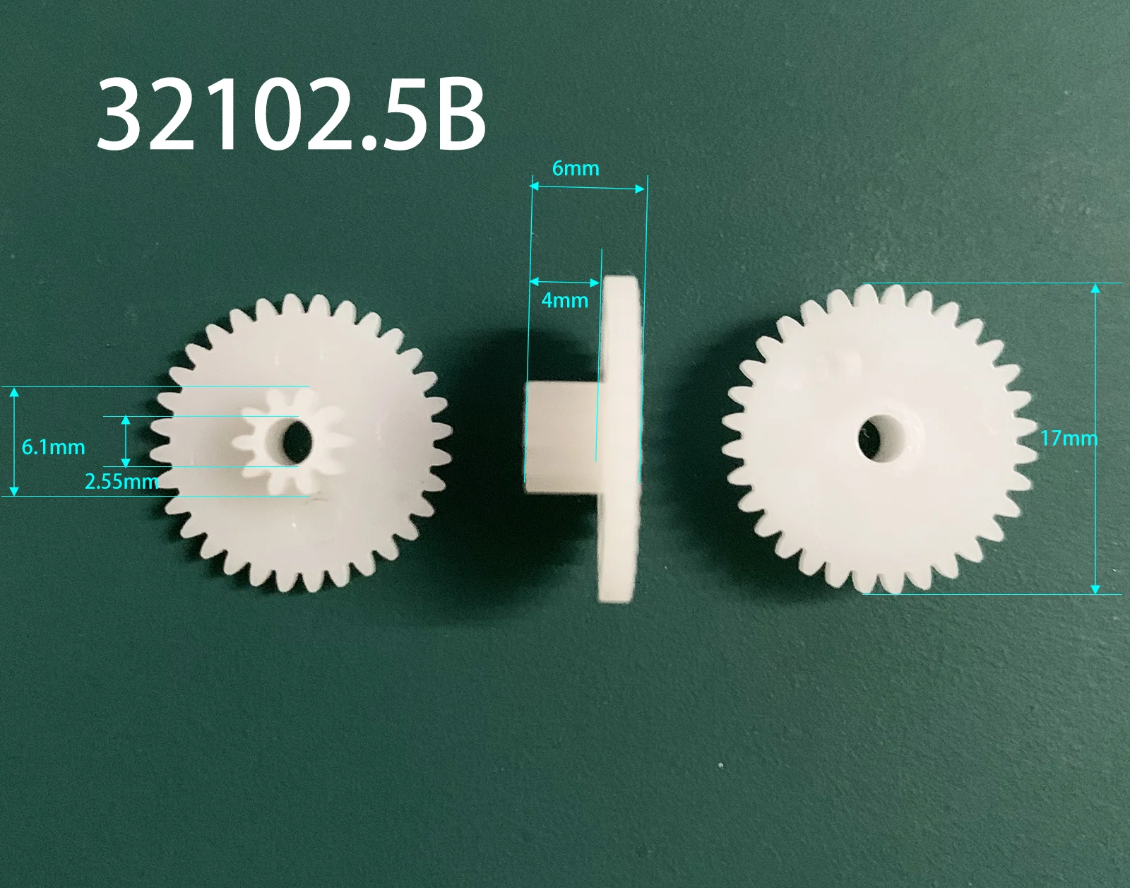 32102A 32102B 32102.5B 0.5M Plastic Steampunk Gears OD 17mm 32 Teeth + 10 Teeth 2mm Tight 2.5MM Loose Fiting DIY Model Gears