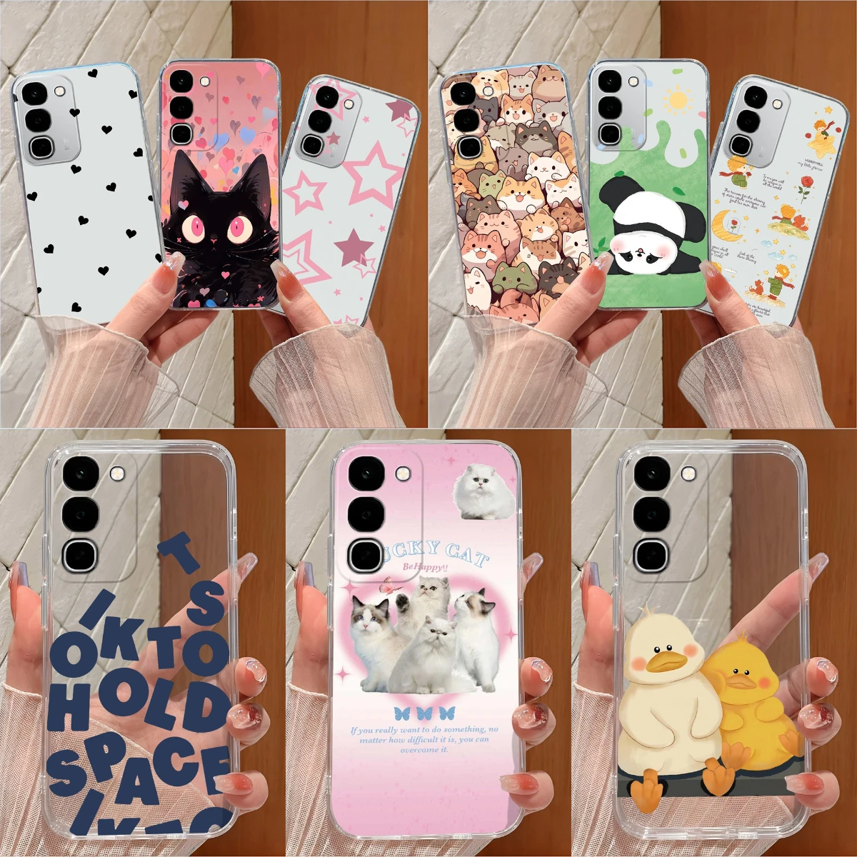 Cute Cartoon Clear Soft TPU Silicone Shockproof Phone Case - Anti-Slip Cover