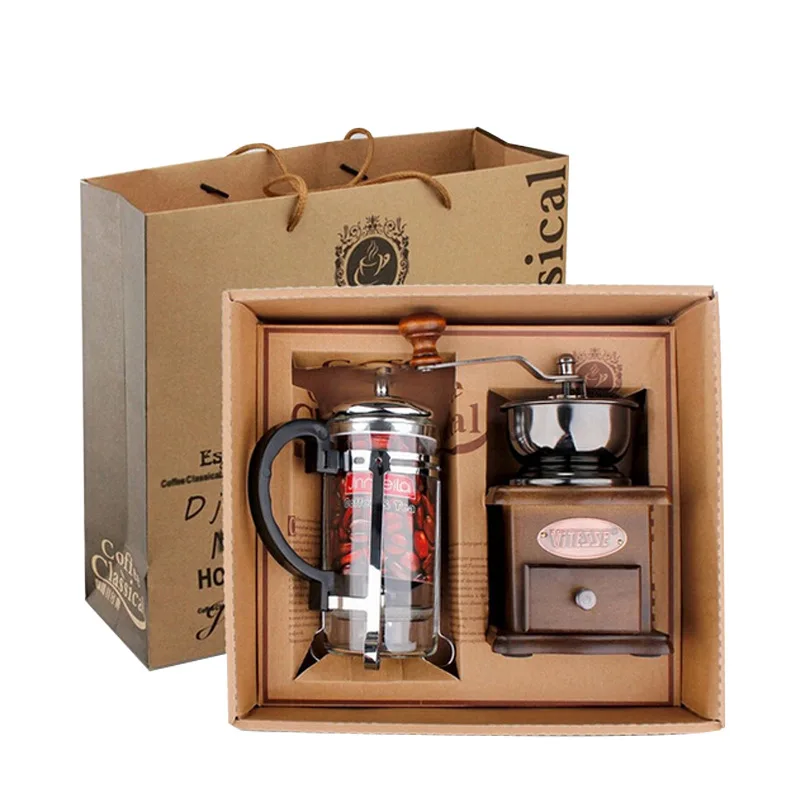 S5d4ad8cb27d742918d25c4f842467ea3K Portable Coffee Maker Travel Manual Easy Coffee Grinder Coffee Pot Percolator Set