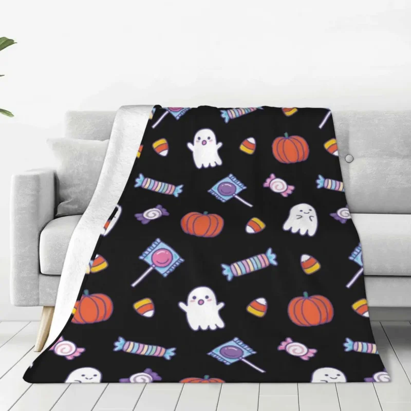 

Cute Spoopy Ghosts Blankets Halloween Candy Thanksgiving Fuzzy Funny Soft Throw Blankets for Coverlet Winter