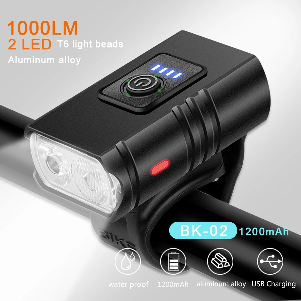 Bike Light Front T6 LED USB Rechargeable Bicycle Light Flashlight Power Display Flashlight Cycling Headlight Lamp