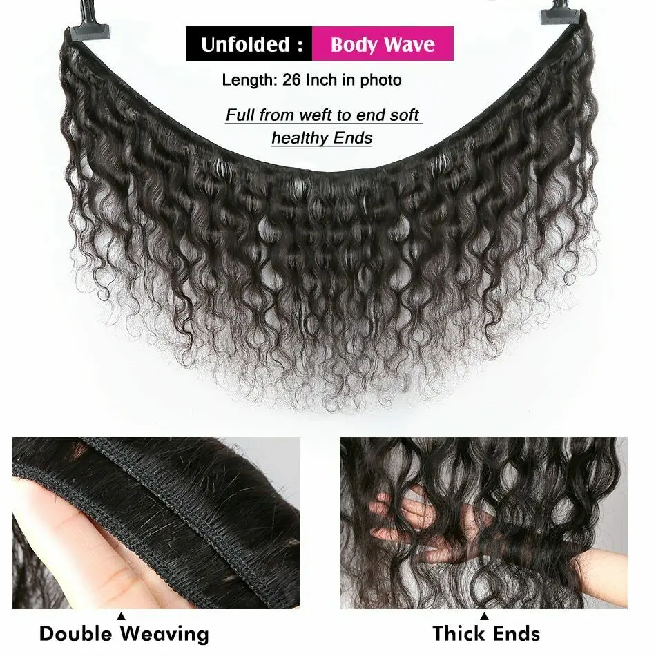 Body Wave Bundles Brazilian Hair Weave Bundles 1/3/4 PCS Human Hair Natural Black Double Draw 8-40"Remy Extensions human hair bundles