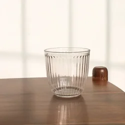 Vintage Striped Glass Coffee Mug - Classic Transparent Drinkware - 1pcs (250ml)
