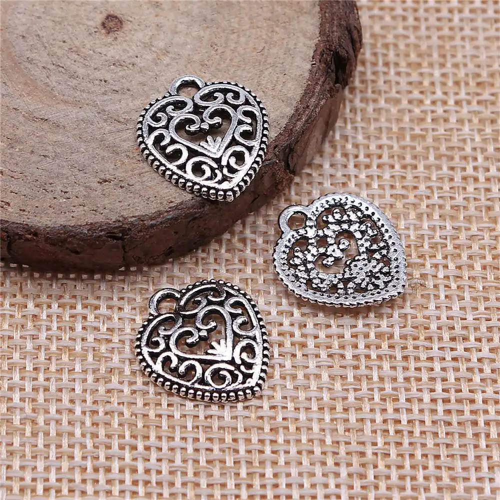 

Materials Carved Heart Charms Jewelry And Accessories 16x15mm 10pcs