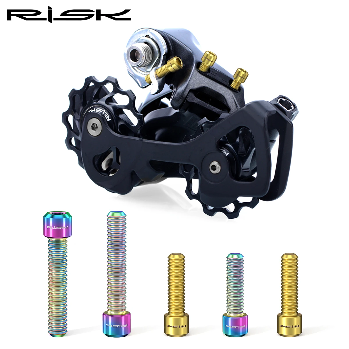 

RISK Bicycle Front Rear Derailleur Bolts M4x13.5 M4x20mm Titanium Mountain Road Bike Front & Rear Derailleur Stroke Adjust Screw