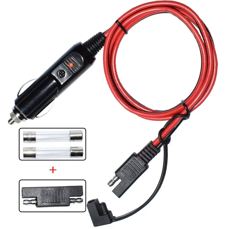 sae to cigarette lighter adapter SAE to Cigarette Lighter Plug Cable 14AWG 100cm SAE Plug Adapter Extension  Cable with SAE Polarity Reverse Adapter 15A Fuse