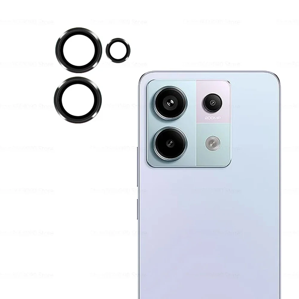 HD Tempered Glass 3D Camera Protector with Metal Rear Ring for Xiaomi Redmi Note Series
