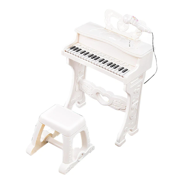 Brinquedo piano infantil clássico para bebês em madeira com banco e suporte  para música rosa em 30 teclas - AliExpress