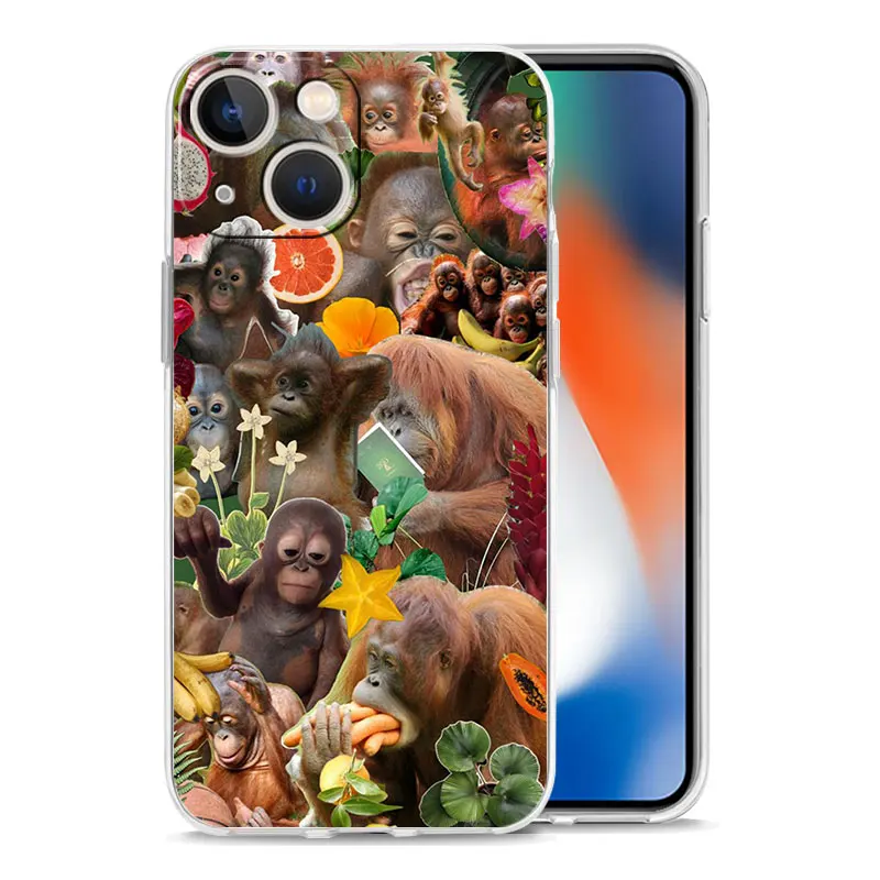 Clear Soft Monkey Design Phone Case