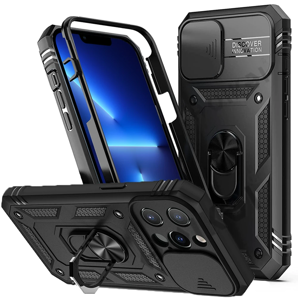 Hülle für iPhone 14 13 12 11 Pro Max X Max 8 Plus Hülle Heavy Duty mit Kamera 360 Grad drehbarer Ständer Robust Shockpro_voghion.com
