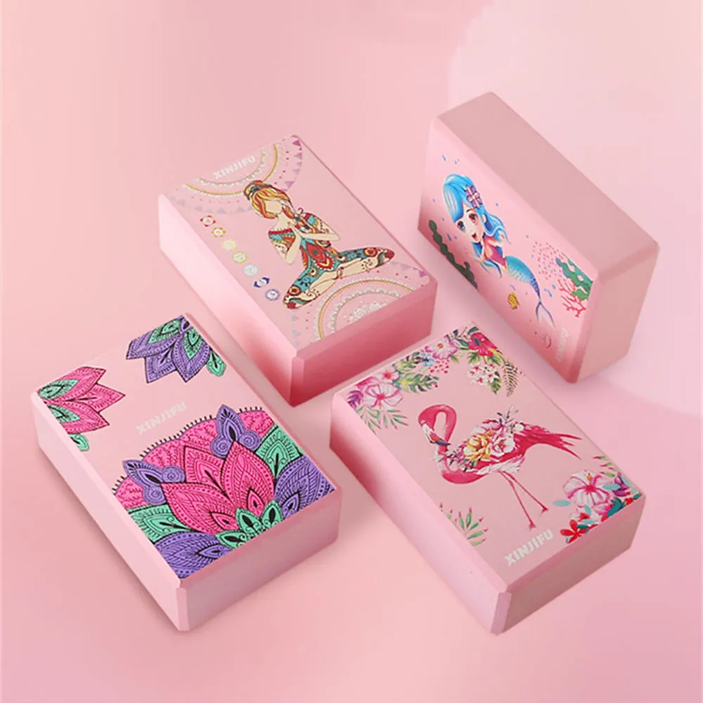 Adult High-Density Yoga Bricks Eva Material Yoga Tension Band Elastic Band Set Dance Practice Color Printing Yoga Bricks 4