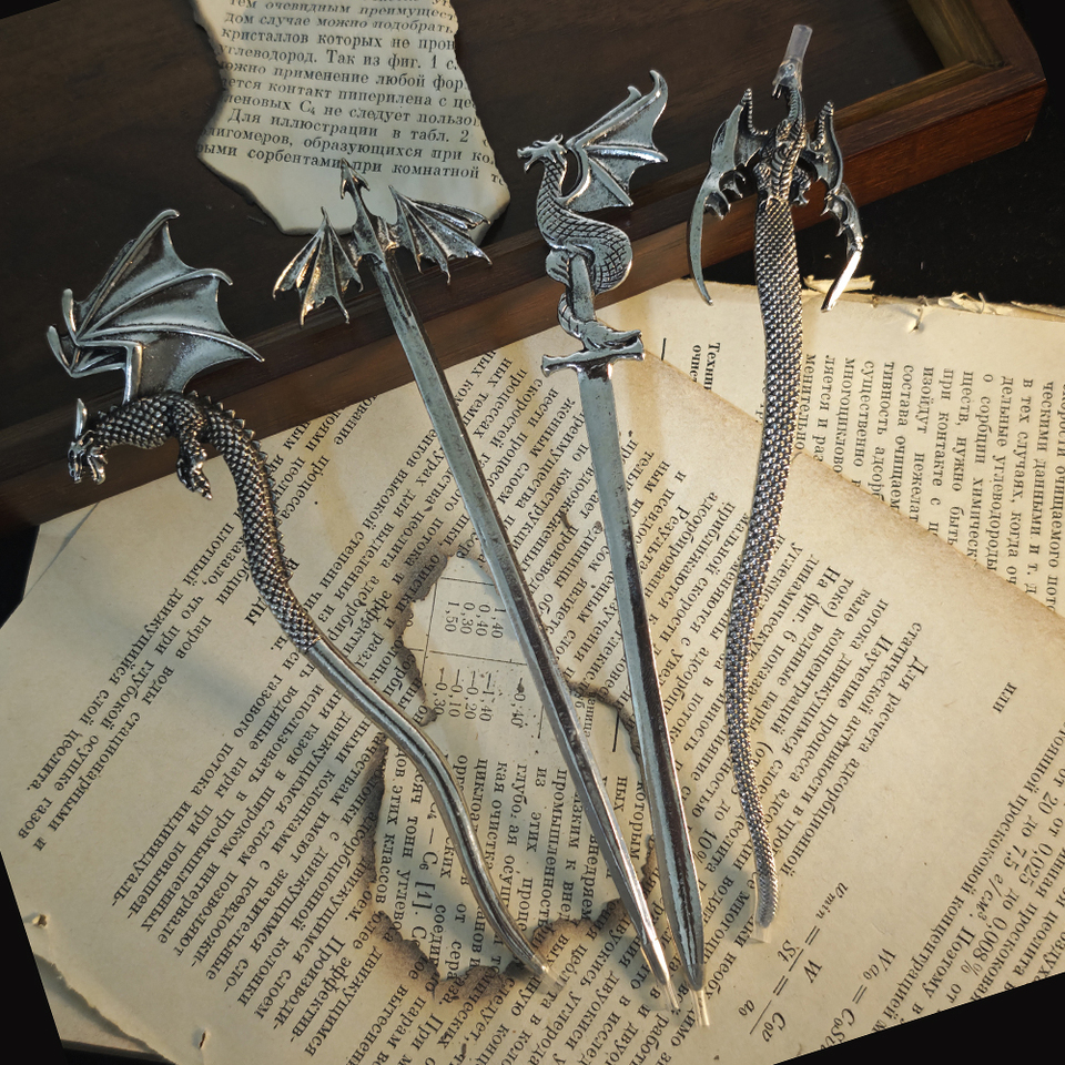 Gothic Style Metal Dragon Hairpin with Multiple Shapes Three-dimensional Pterosaur Elements Retro Punk Style Hair Accessories