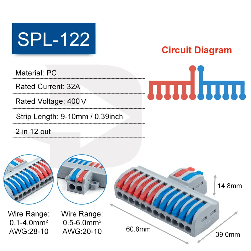 5PCS Fast Wire Connector Push-in Electrical Terminal Block Universal Splicing Wiring Cable Connectors For Cable Connection SPL ﻿ - Image 8