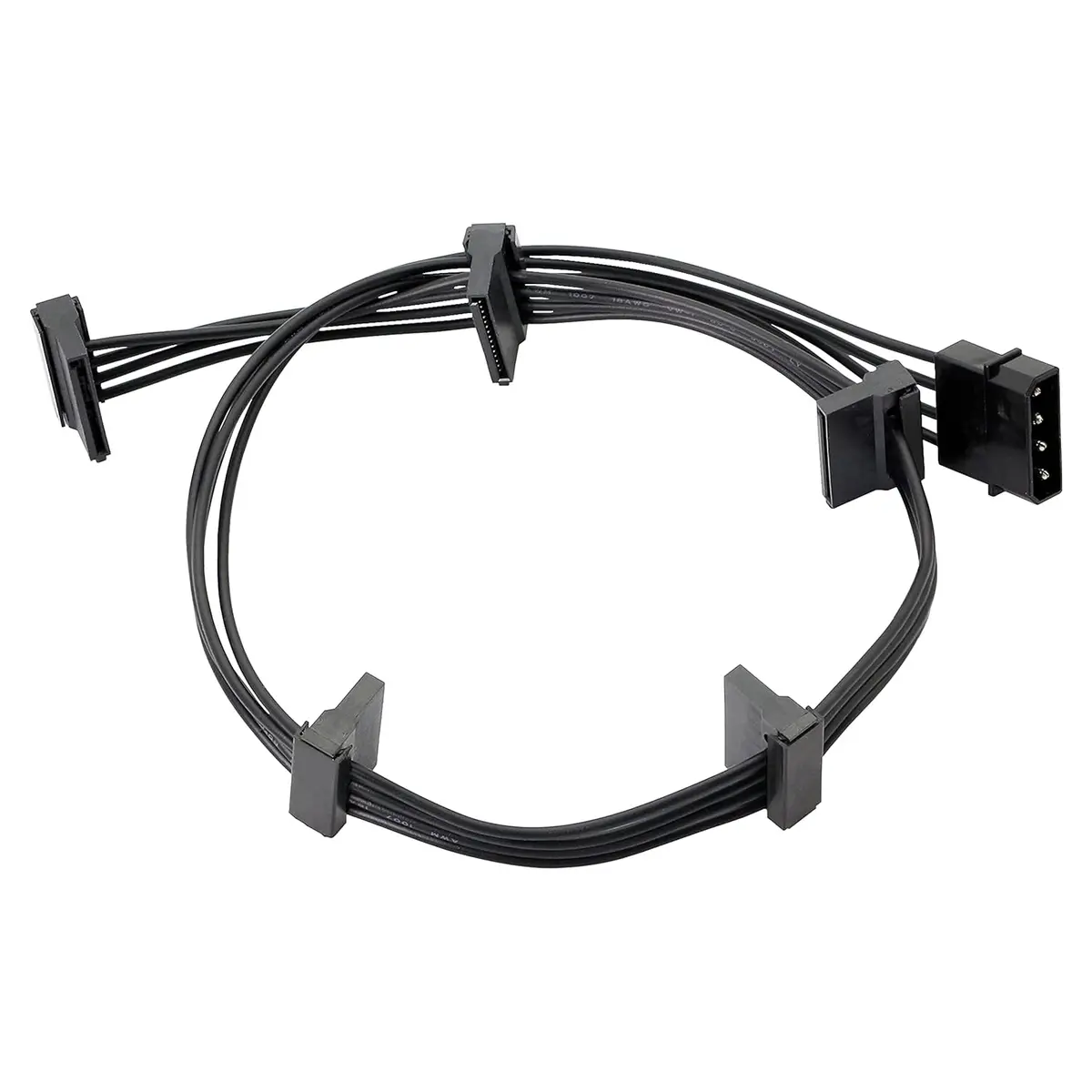 High Quality 1 Pcs Practical Durable PC Server 4 Pins IDE Molex 1 to 5 SATA Power Cable Adapter Splitter Cables 18AWG Black 40cm — view 6