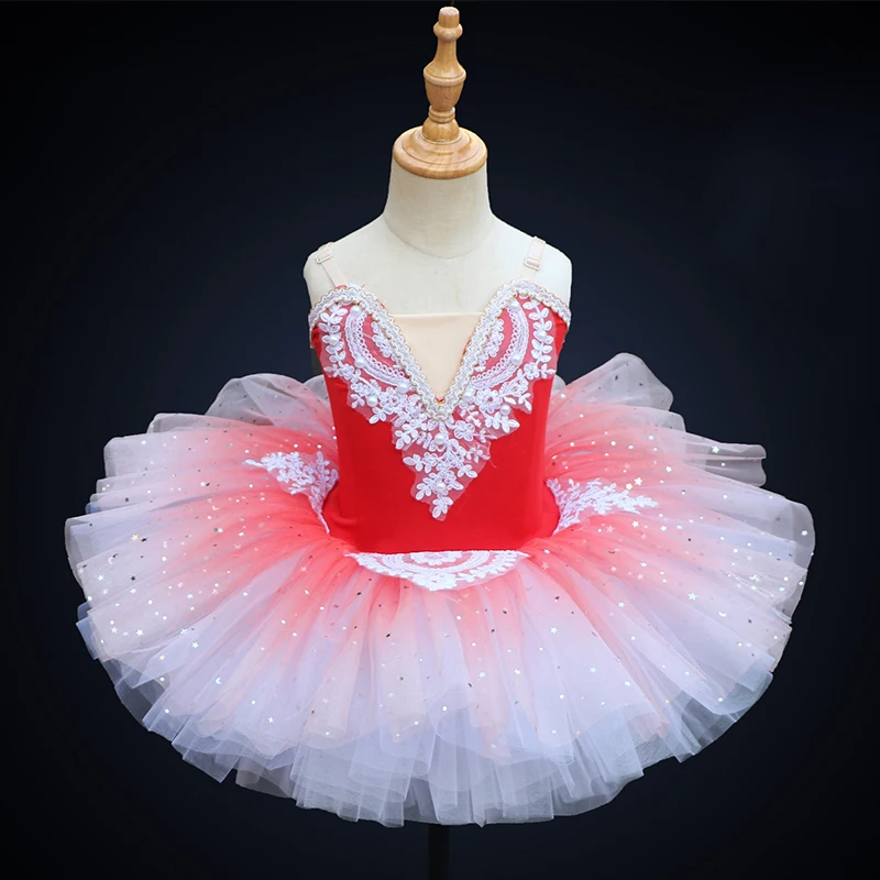 

Sequined Ballet Skirts For Girls Kids Professional Ballet Tutu Red Blue Pink Princess Ballerina Dress Child Ballet Dance Costume