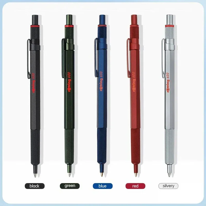 Rotring 600 금속 볼펜 사인 펜(리필 포함) 사무실 학교 쓰기 연습 및 작업용 검정색 잉크 젤 펜