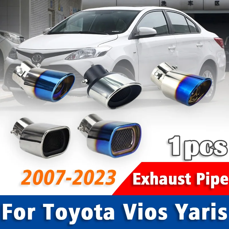 

1Pcs Stainless Steel Exhaust Pipe Muffler For Toyota Vios Yaris 2007-2023 Tailpipe Muffler Tip Car Rear Tail Throat Accessories
