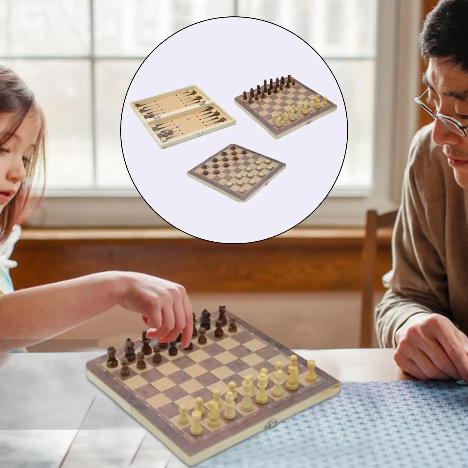 3 in 1 Chess Set Folding Storage Lightweight Chess Checkers Backgammon Sets wooden chess foldable chess board