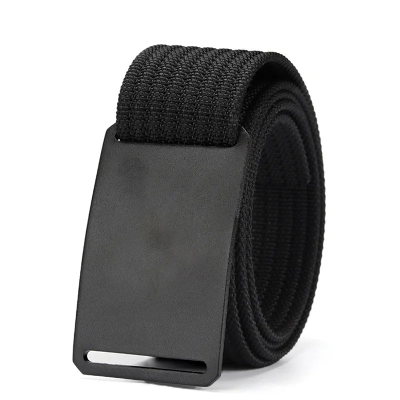 Popular Canvas Woven Belt 3.8cm Men Toothless Aluminum Buckle Waist Belt Tactical Training Double Layer Nylon Ribbon Waist Seal